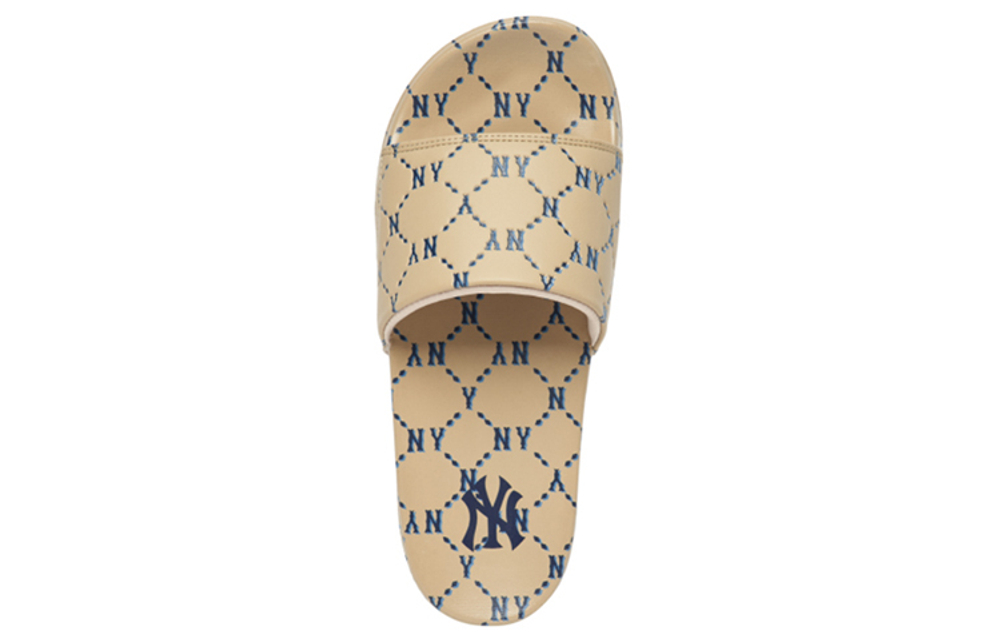 MLB Slipper casual rubber-soled anti-wear one-word slippers for men and women the same brown