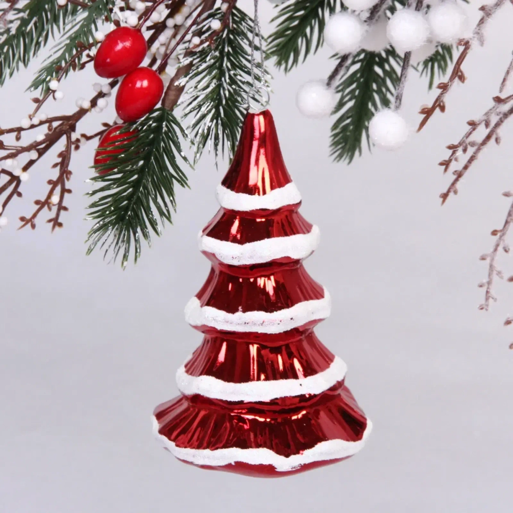Ёлочная игрушка «Сказочная ёлка» 7*7*11,5 см, красный