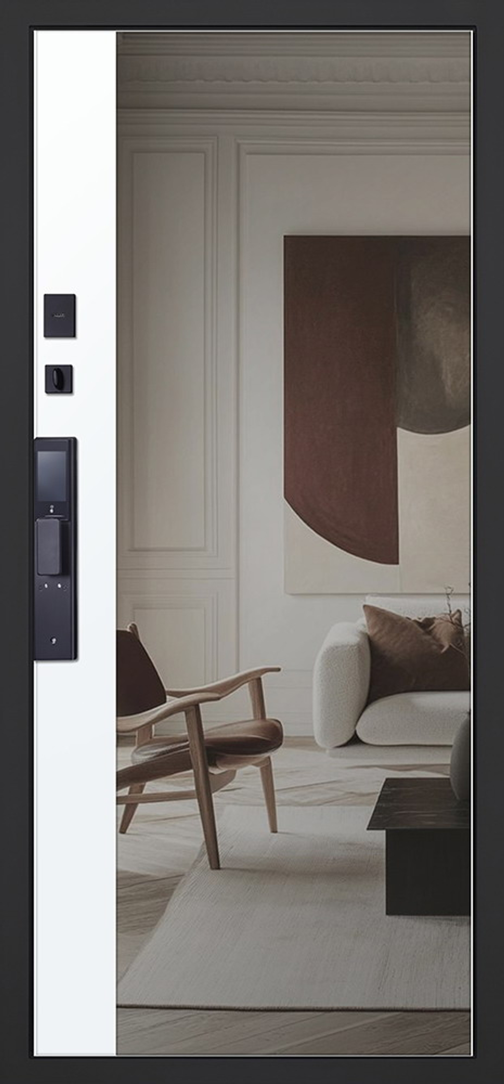 Стальная дверь "Vertu" с зеркалом (биометрический замок)