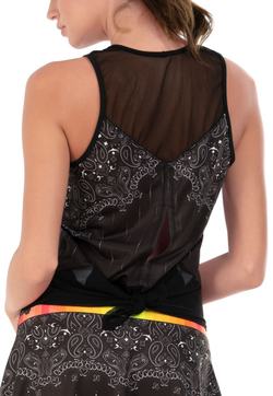 Женский топ теннисный Lucky in Love Paisley In Love Paisley For You Tie Back Tank - черный