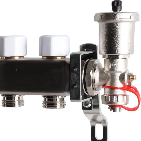 Коллектор Rommer 1"x3/4" на 11 контуров с расходомерами в сборе (нерж. сталь) RMS-1210-000011