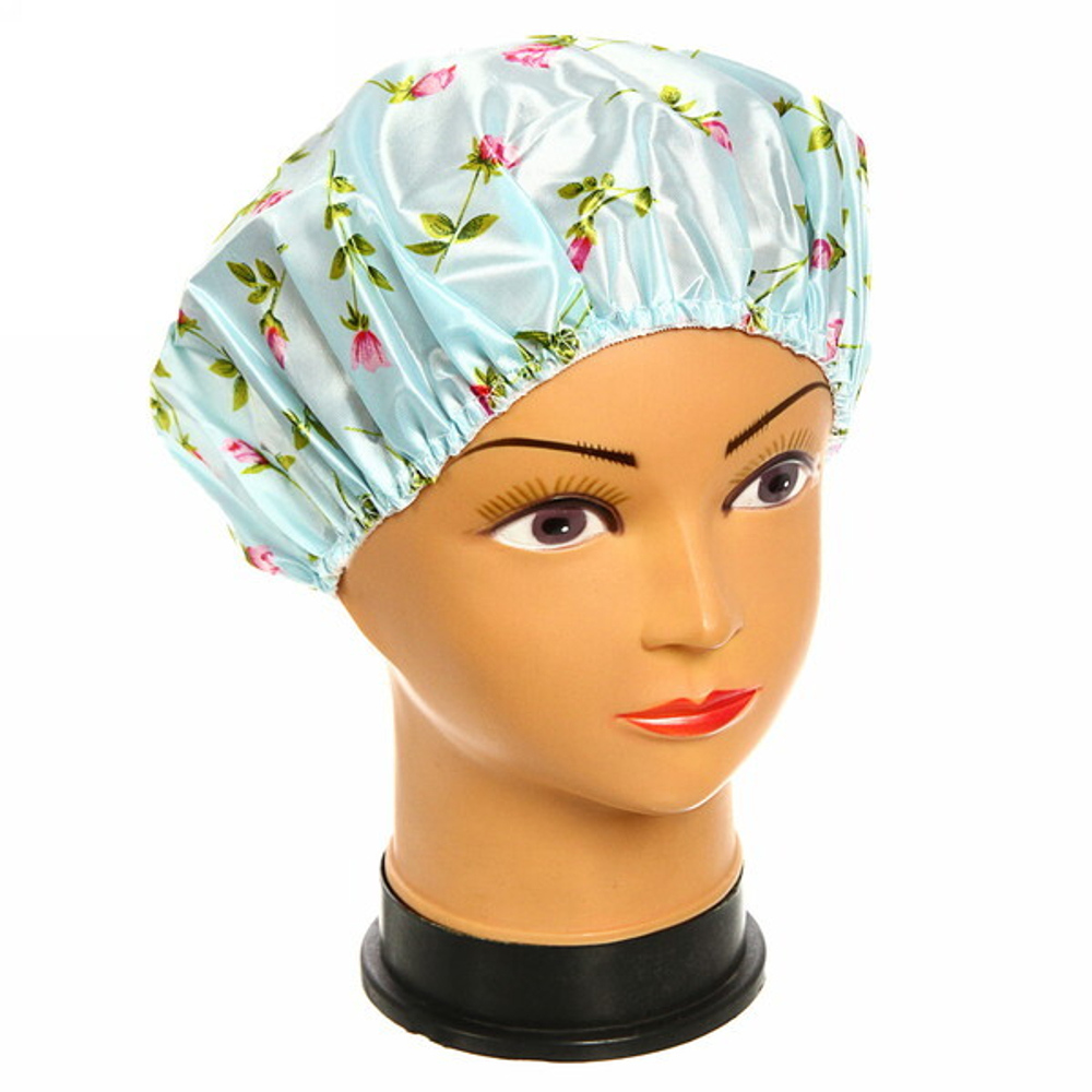 Шапочка для душа «Ультрамарин - Цветы», атласная, микс дизайнов, d-25см