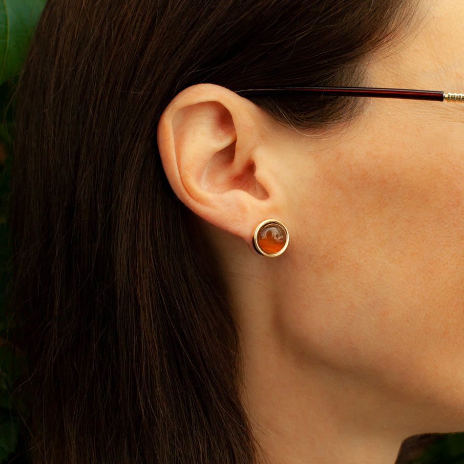 Серьги пусеты Fiore Luna TIGER EYE LE1110 BR/G
