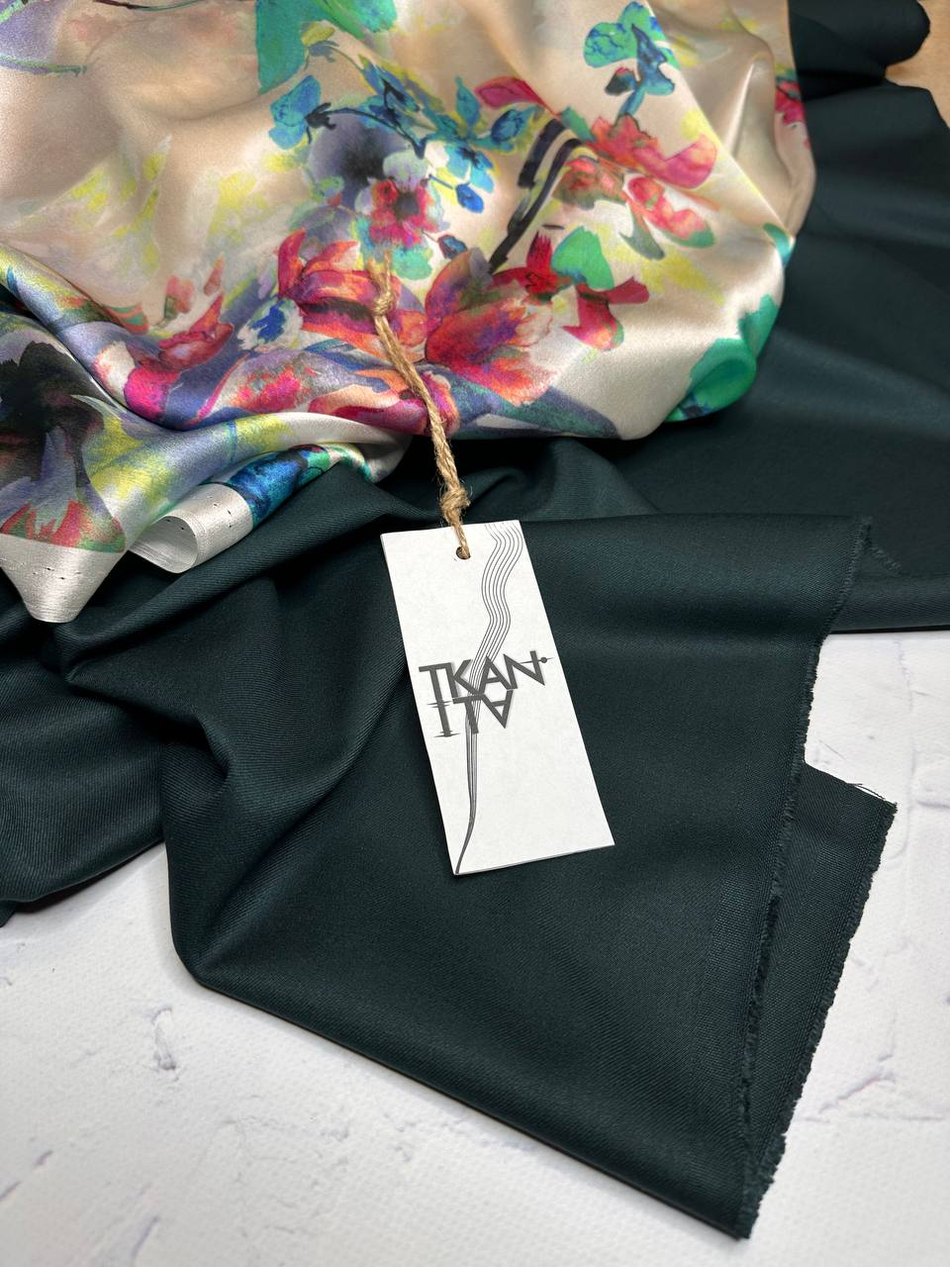 Костюмно-плательная смесовая однотонная поливискоза (64%полиэстер/33%вискоза/3%эластан, Сосна, 148, 285 гр/м2)