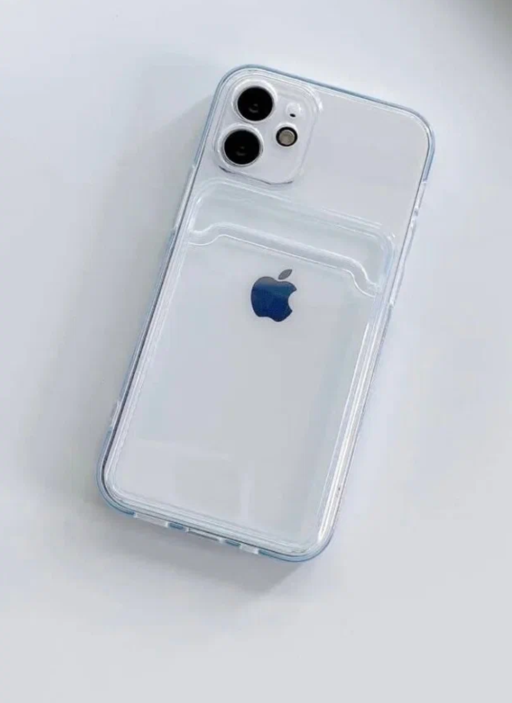 Накладка iPhone 12 силикон прозрачный с отделом для карт