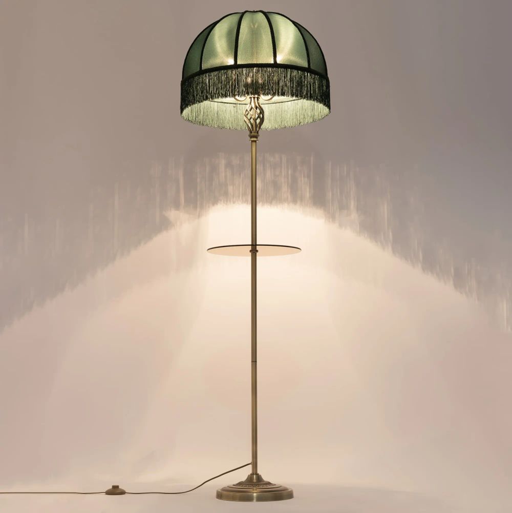 Citilux Базель CL407932T Торшер бронза со столиком и зелёным абажуром
