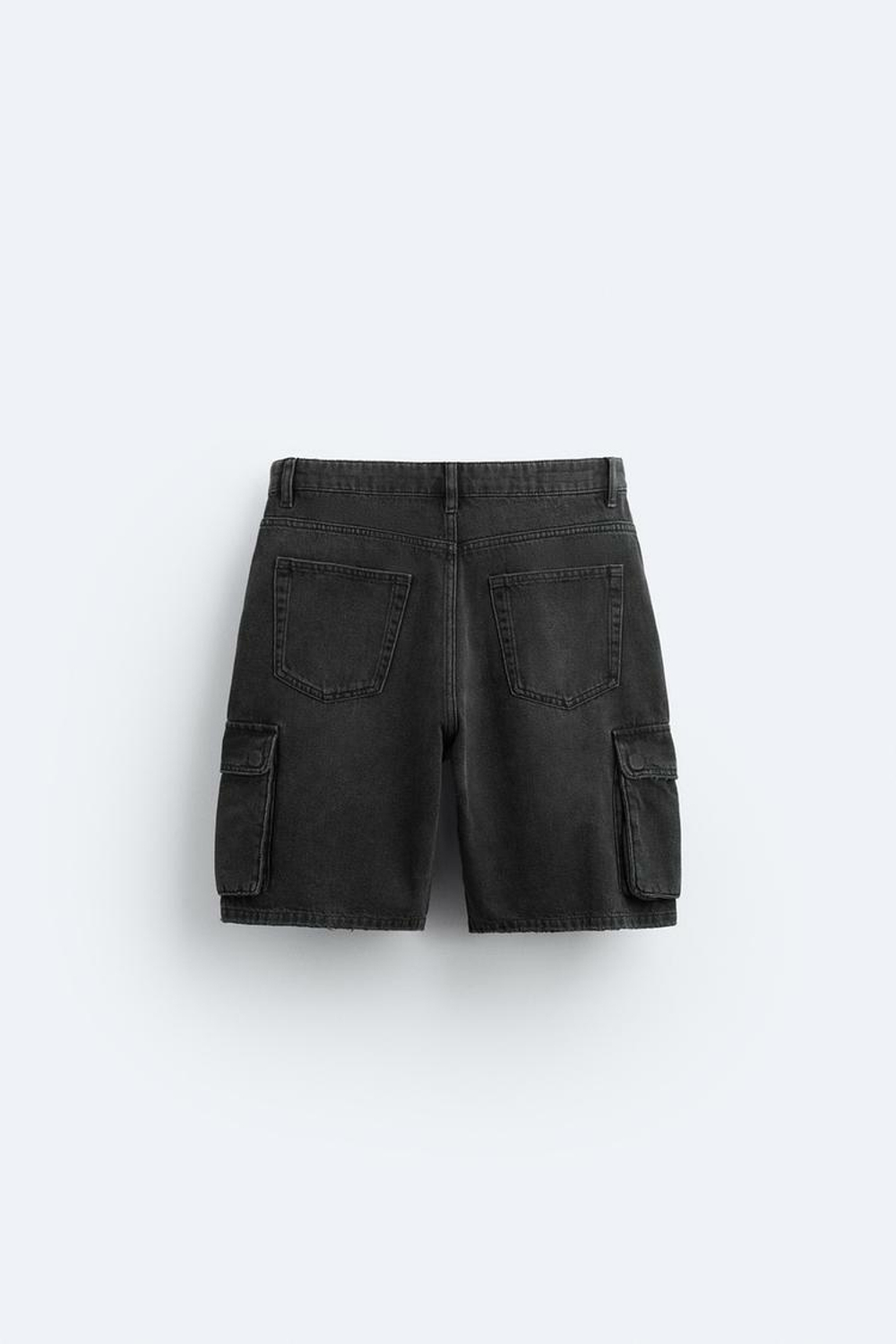 ZARA ДЖИНСОВЫЕ ШОРТЫ-КАРГО-БЕРМУДЫ, ЧЕРНЫЙ