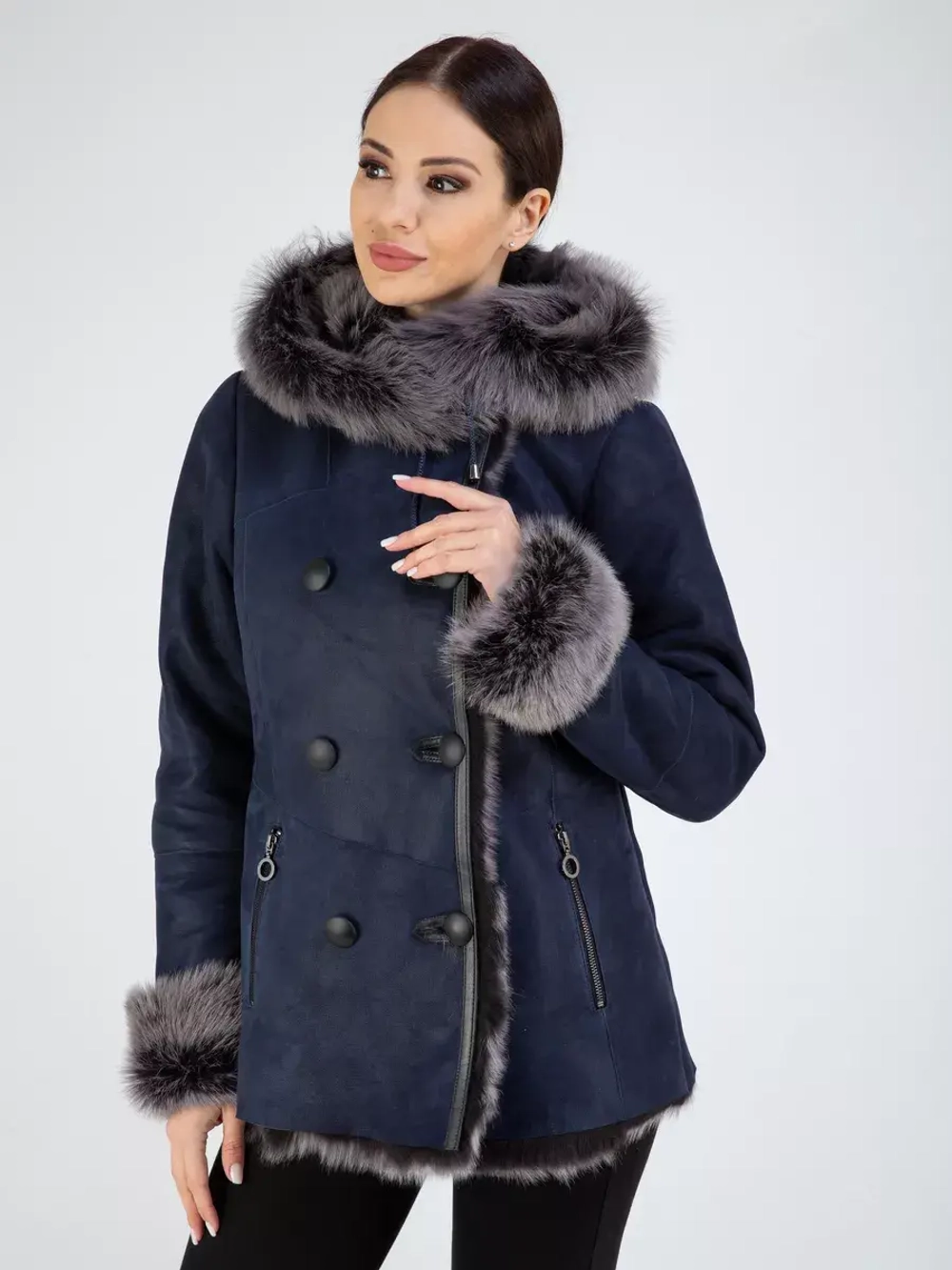 Дубленка натуральная зимняя с капюшоном Турция