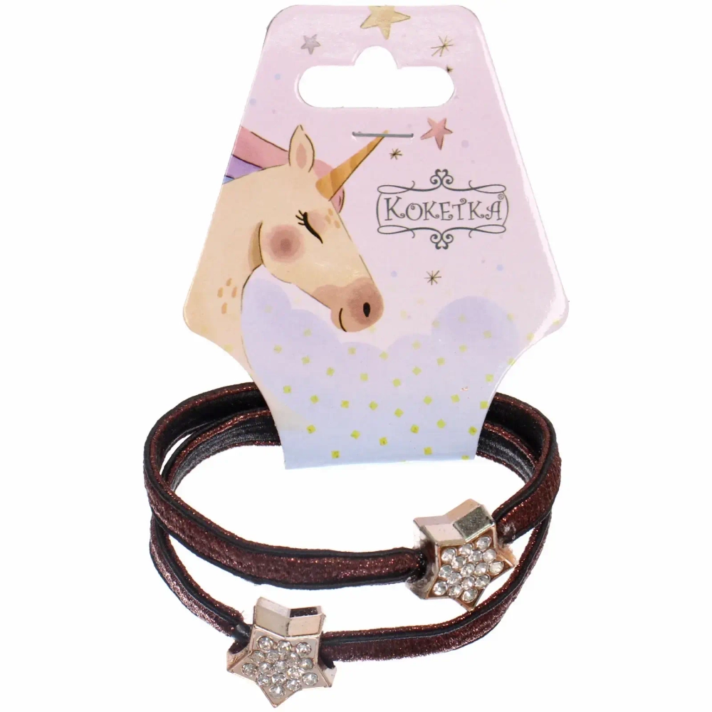 Резинки для волос 2шт «МАЛЬТА», звездочки, микс 6 цветов, d-5,5см (подвес Единорог)