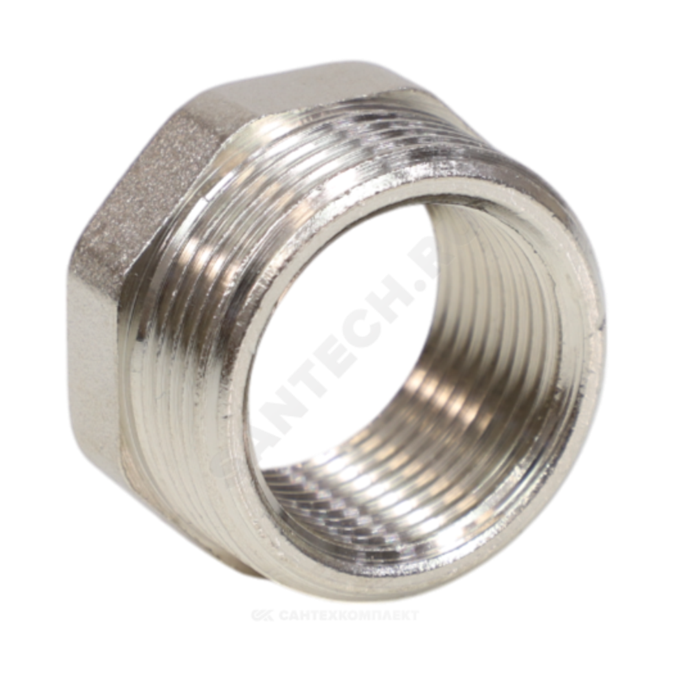 Футорка латунь никель Ду 32х25 (1 1/4"х1") НР/ВР VALFEX VF.581.N.114.100