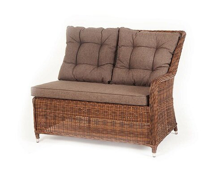 Бергамо, плетеный левый модуль дивана, диван коричневый/соломенный, искусственный ротанг