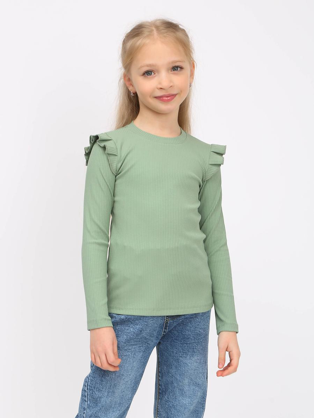 Лонгслив для девочек "Гамма-1" оливковый, р.128 (Ивашка)