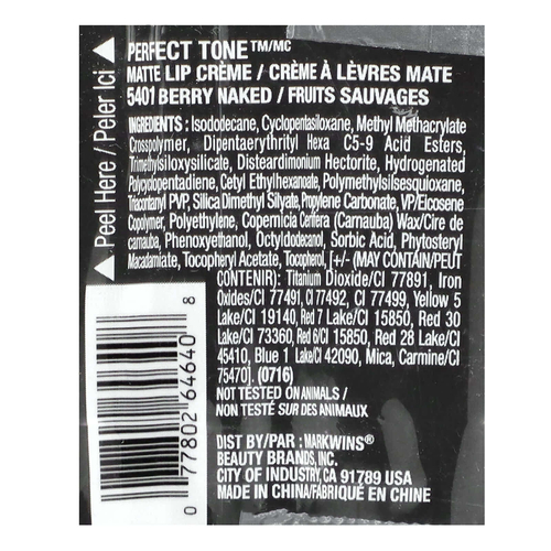 Black Radiance, Perfect Tone, матовый крем для губ, оттенок 5401 Berry Naked, 5,1 мл (0,17 жидк. унции)