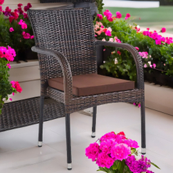 Стул с подлокотниками из искусственного ротанга Милан с подушкой 5 мм — Dark Brown