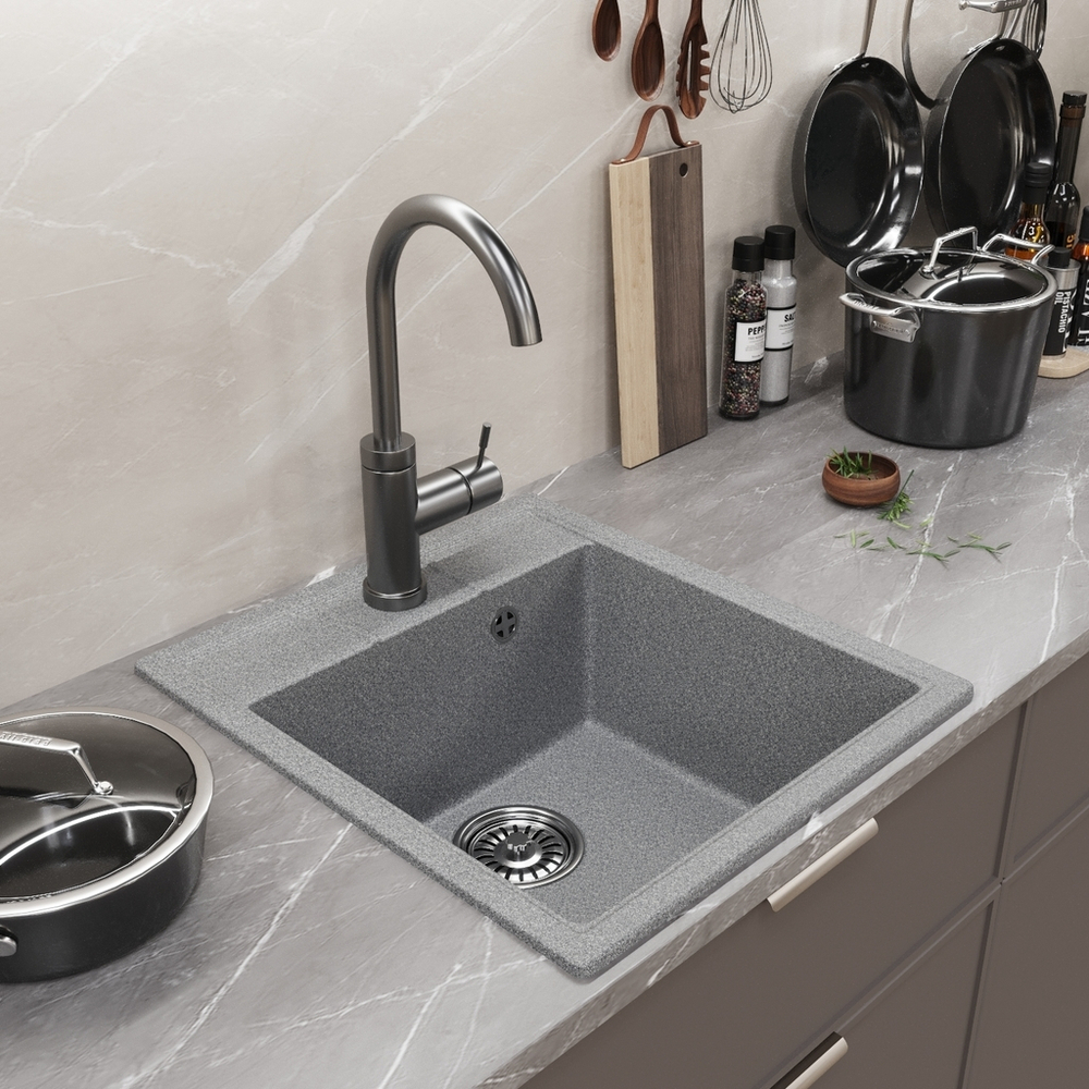 Мойка ML-GM28 КОМФОРТ темно-серая (309), 450*500*190мм