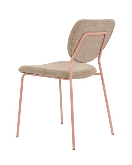Стул обеденный Gigi шенилл коричневый розовые ножки