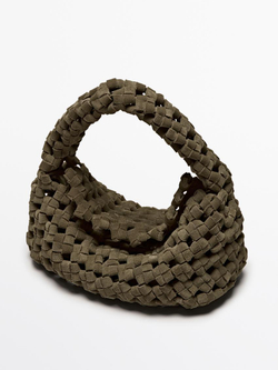 Massimo Dutti Маленькая кожаная сумка, хаки