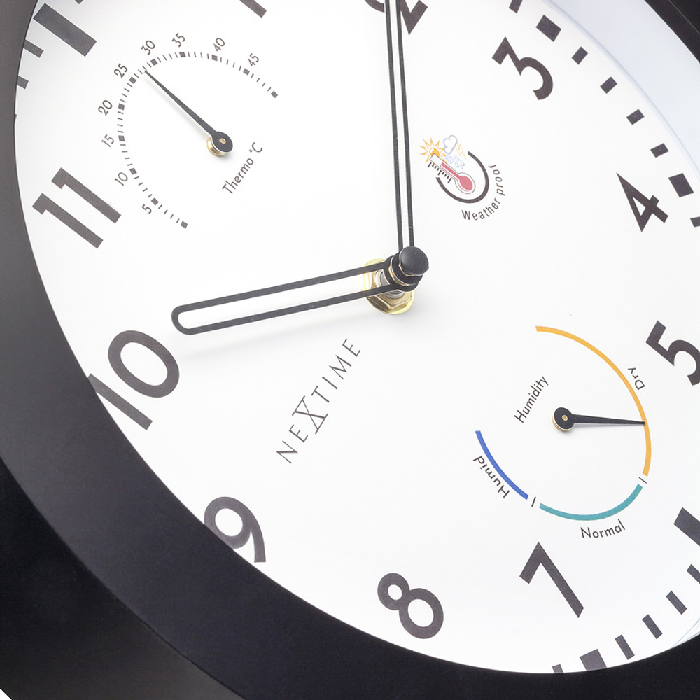 Настенные часы NeXtime, пластик, 25,5 см, чёрные
