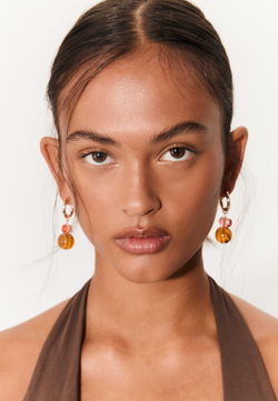 STRADIVARIUS Серьги-кольца из бисера, горчичный