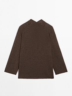 Massimo Dutti Кардиган оверсайз из тонкого трикотажа, шоколадный
