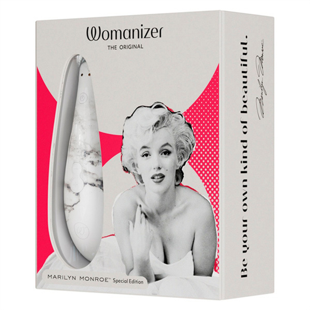 Мраморно-белый бесконтактный стимулятор для клитора Womanizer Classic 2 Marilyn Monroe White Marble WZ222SG2