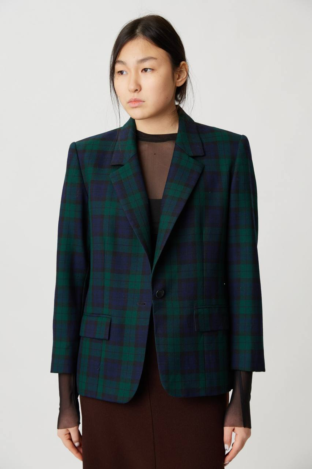 Винтажный жакет в сине-зеленую клетку