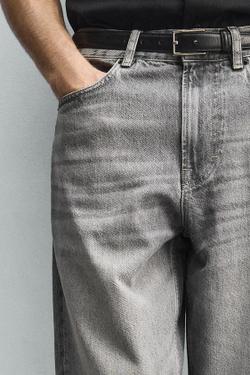 ZARA ДЖИНСЫ STRAIGHT FIT, СЕРЫЙ