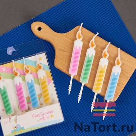 Набор свечей для торта «Четыре цвета» (цветные, 10 см) 4 шт