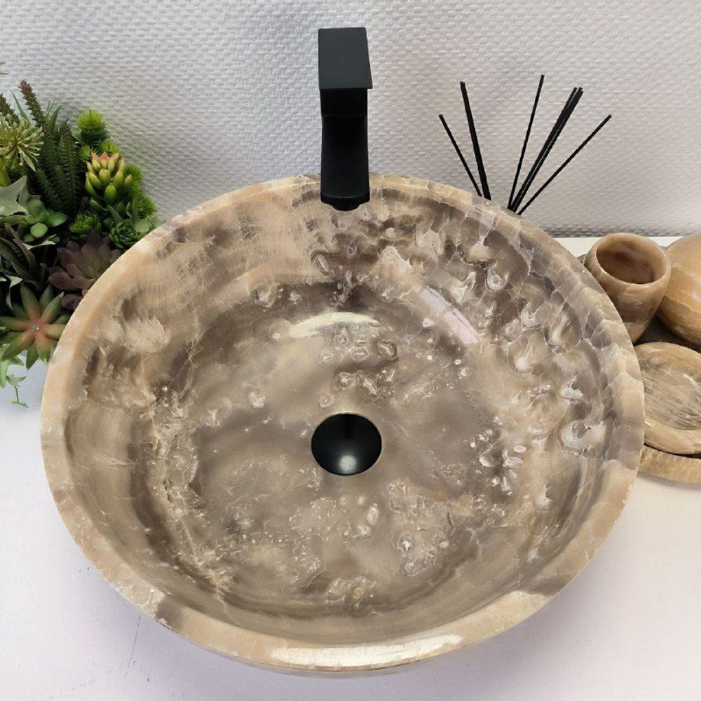 Каменная раковина из оникса Bowl Grey Medium TinLip BO-03005 (45*45*17) 42