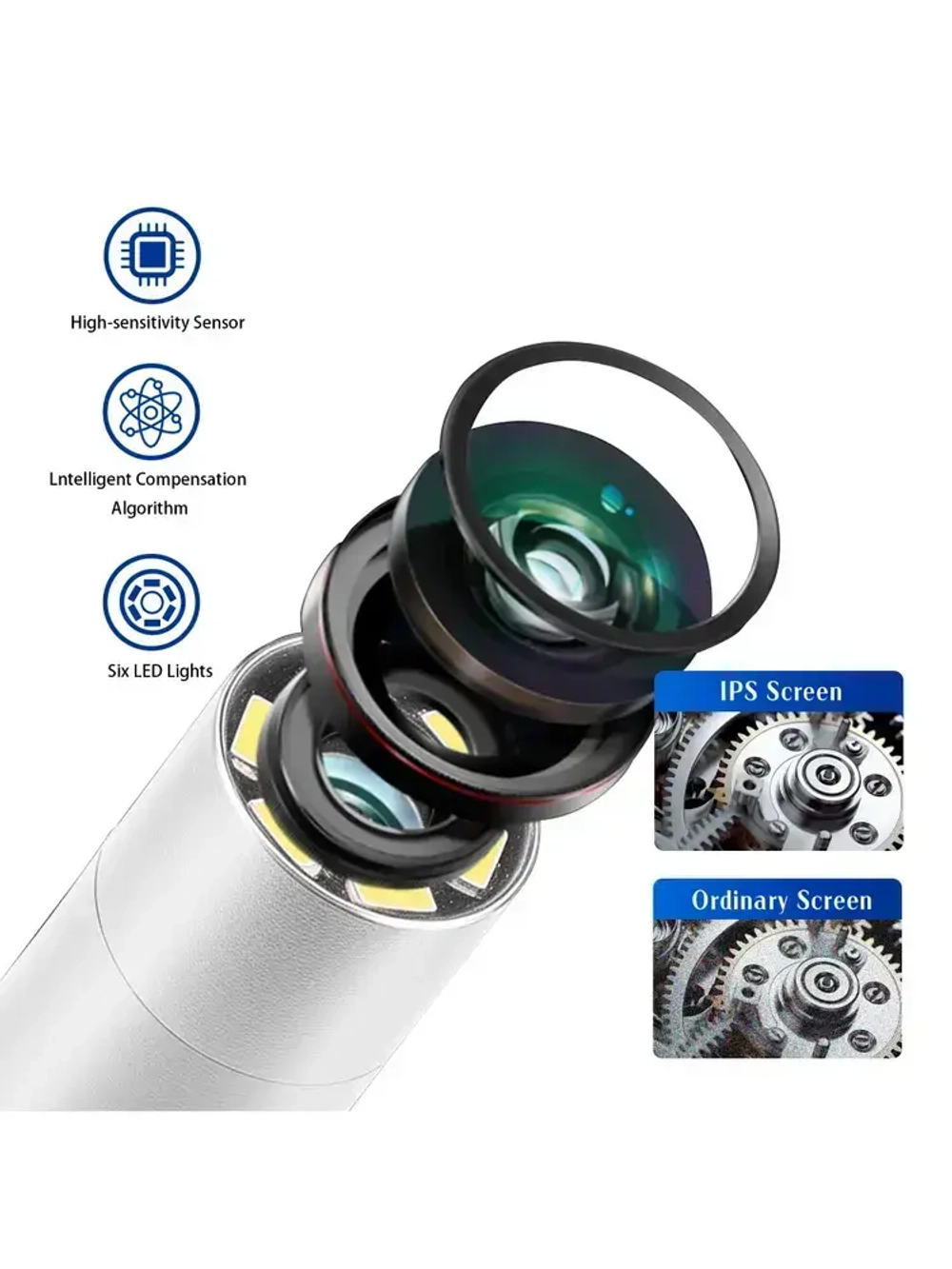 Поворотный эндоскоп 6 мм с Дисплеем /автомобильная камера /Бороскоп