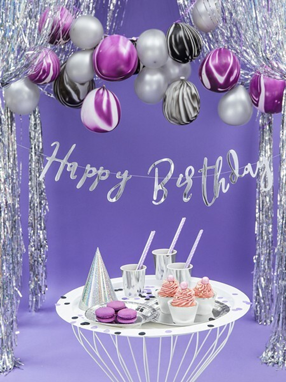 Гирлянда "Happy Birthday" (серебро) 62 см