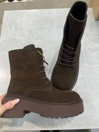 Ботинки из натуральной замши/Натуральный мех