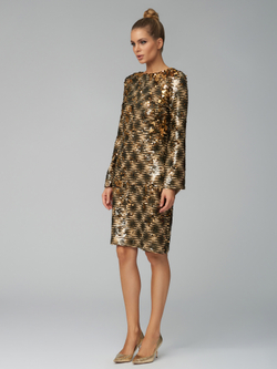 Платье в золотую крупную пайетку с бантом и открытой спиной