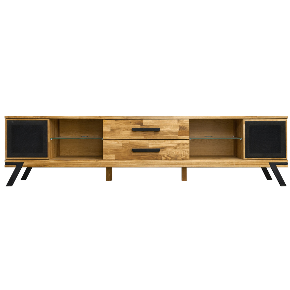 Тумба под телевизор, 220х42х55, Флеверс, напольная, массив дуба, MAKOSA