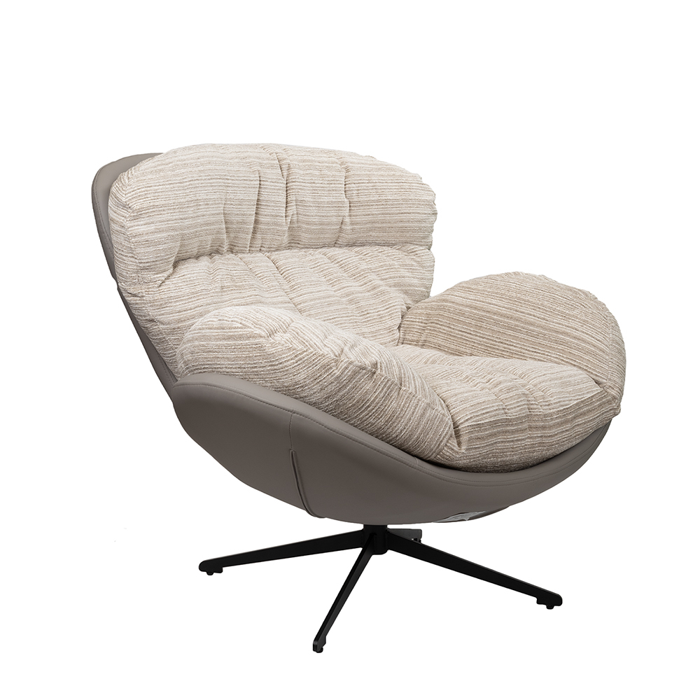 Кресло BLISS серый, экокожа, шенилл