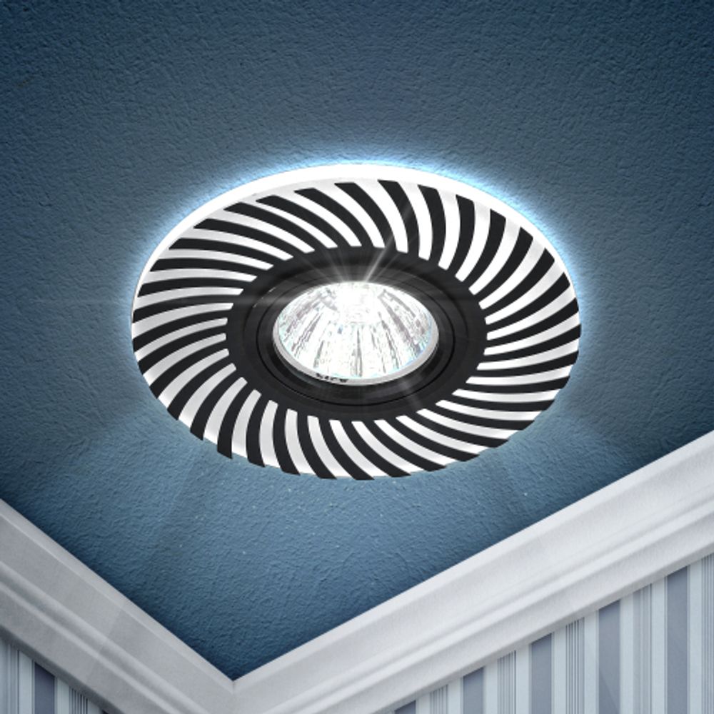 DK LD32 BK /1 Светильник ЭРА декор cо светодиодной подсветкой MR16, 220V, max 11W, черный | Встраиваемые LED светильники