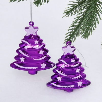 Елочные игрушки "Сказочная ёлочка" 8 см 2шт.Фиолетовый