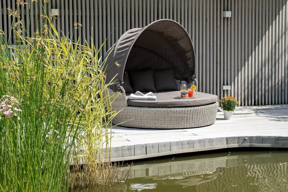 "Стильяно" плетеная кровать круглая, цвет бежевый