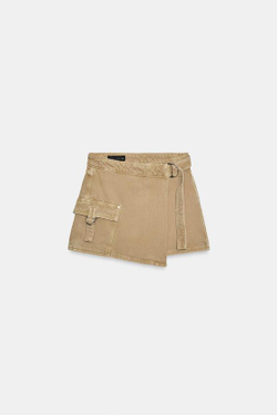 ZARA ЮБКА-ШОРТЫ КАРГО С ЗАПАХОМ, ПЕСОЧНЫЙ
