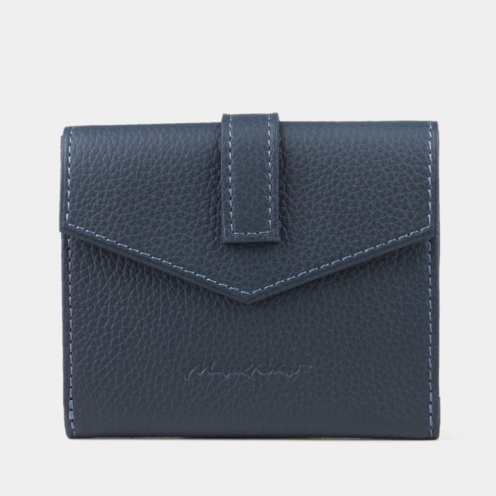 Кожаный кошелек, теленок цвета синий