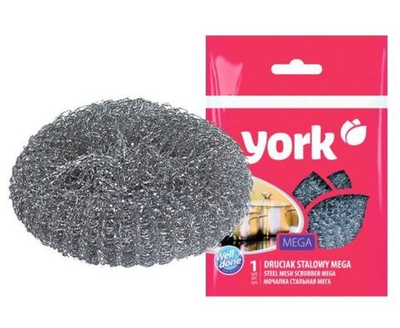 Губка для мытья посуды York "Мега", металлическая, 11*4см (3030)