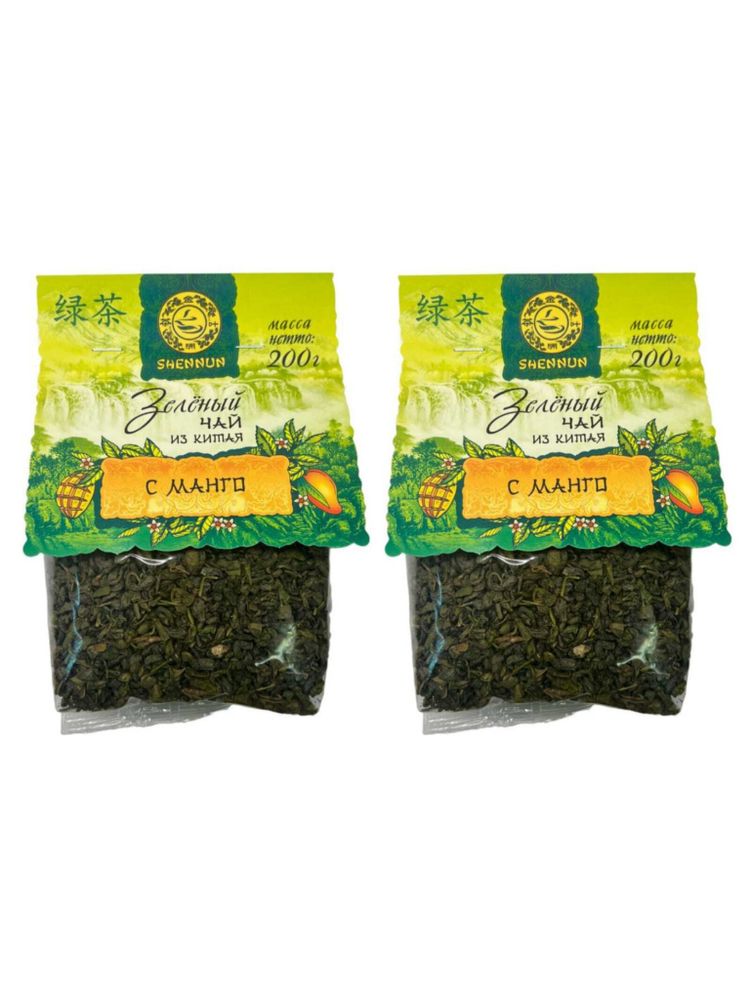 Чай зеленый Shennun с манго 200 г, 2 шт