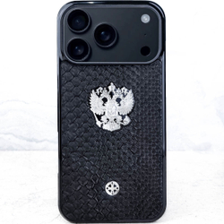 Премиальный чехол iphone с гербом россии на коже питона купить - Euphoria HM Premium - натуральная кожа, ювелирный сплав