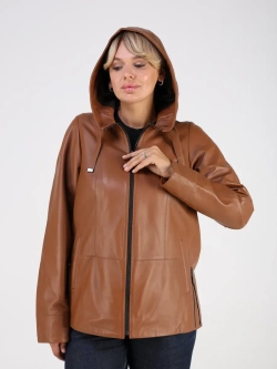 Кожаная куртка демисезонная с капюшоном