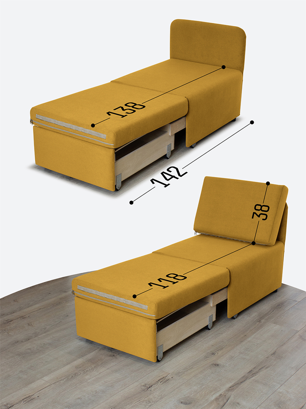 Кресло-кровать "Миник Мини" 60 см, спальное место 60х176 см