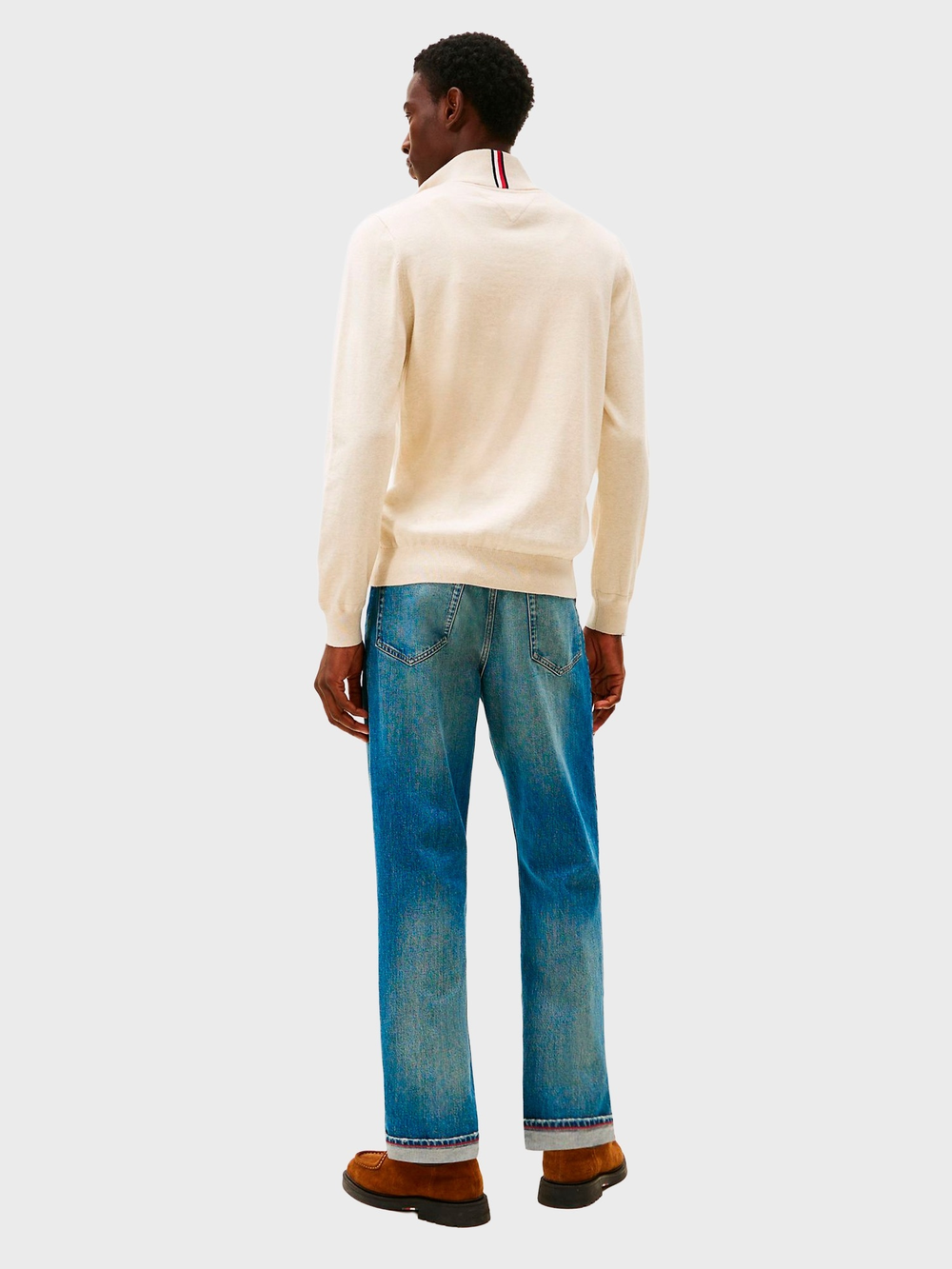 Свитер Tommy Hilfiger Solid Logo Quater-Zip Beige