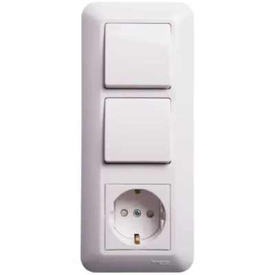 BLANCA С/У БЛОК: РОЗЕТКА с зазем.+ ВЫКЛ.1-клав.+ ВЫКЛ 1-клав, БЕЛЫЙ, розн.уп.