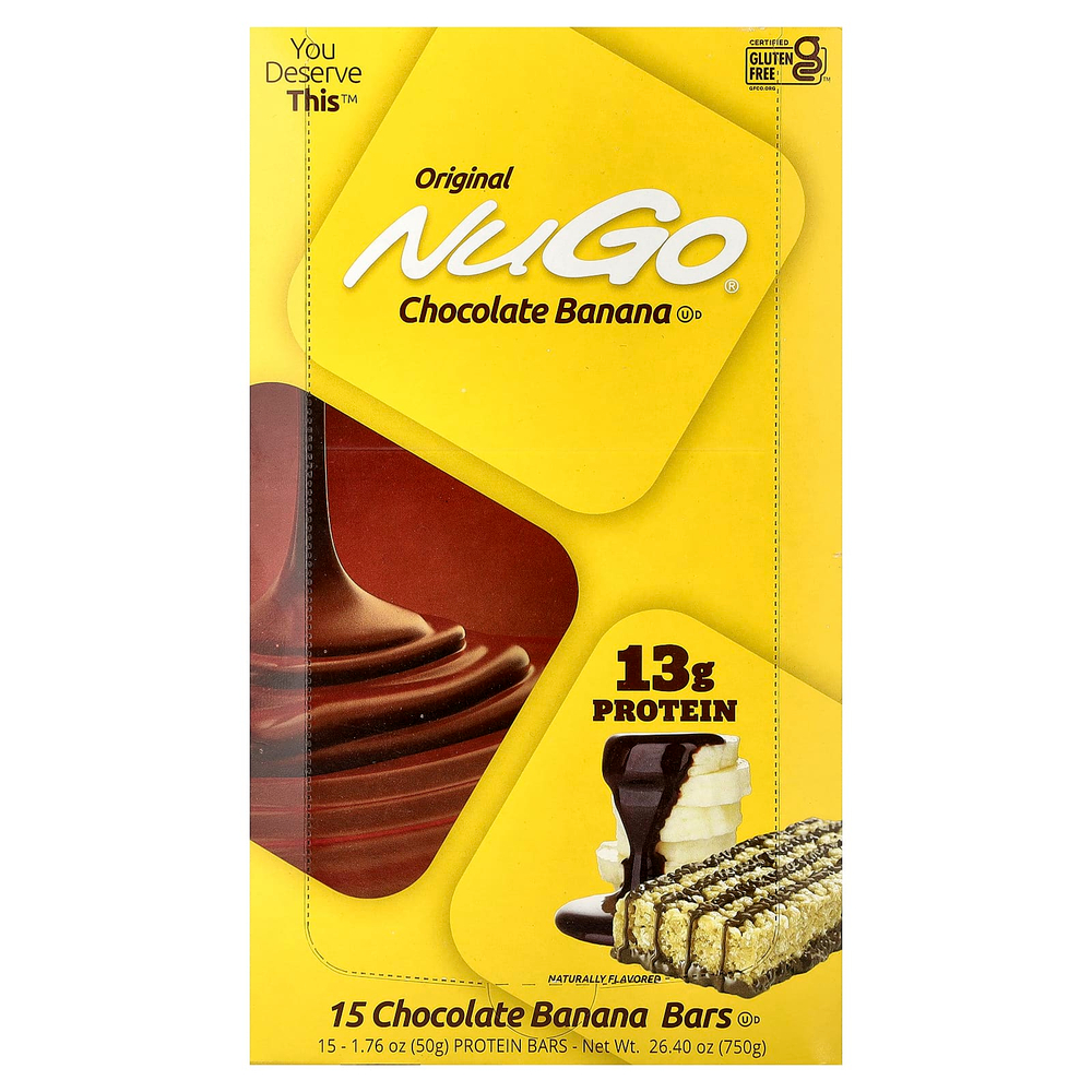 NuGo Nutrition, протеиновые батончики, шоколад и банан, 15 батончиков по 50 г (1,76 унции)