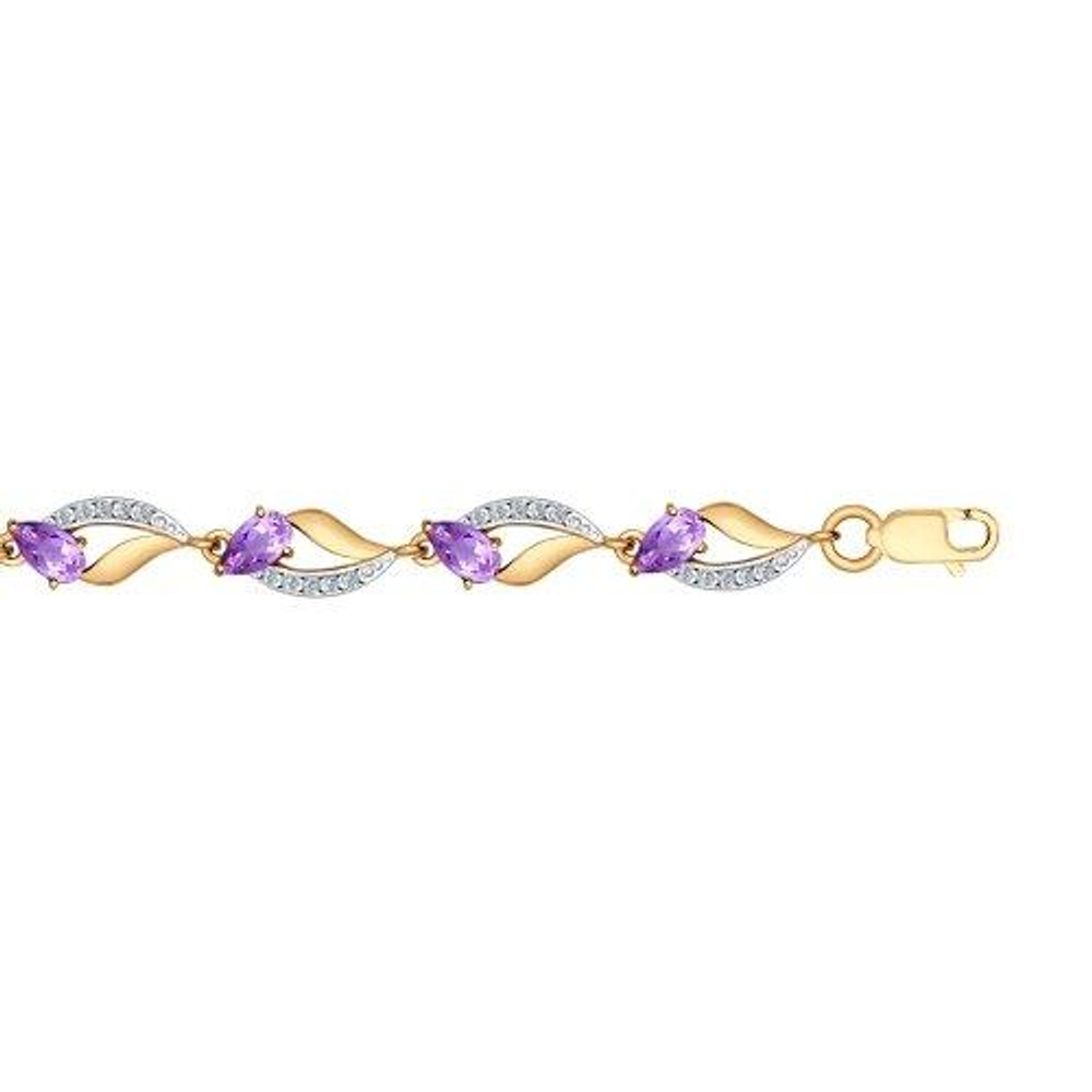 Браслет из золота с аметистами