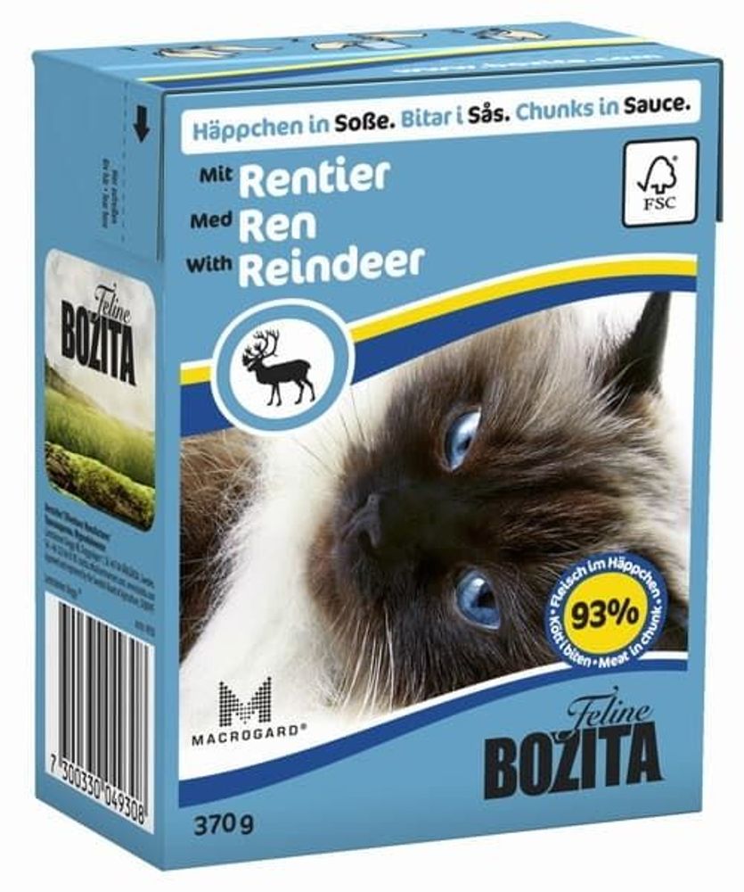Bozita Feline Reinde 370г. мясные кусочки в соусе с оленем   (Tetra Pak)